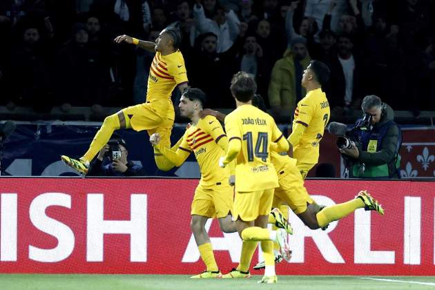 Raphinha celebració gol Barça PSG / Foto: EFE