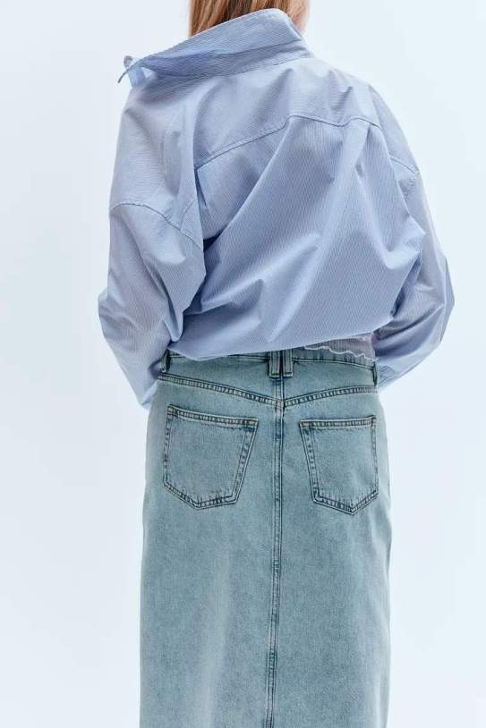 Faldilla|Falda denim amb acabat desflecado Faldilla|Falda denim amb acabat desflecado