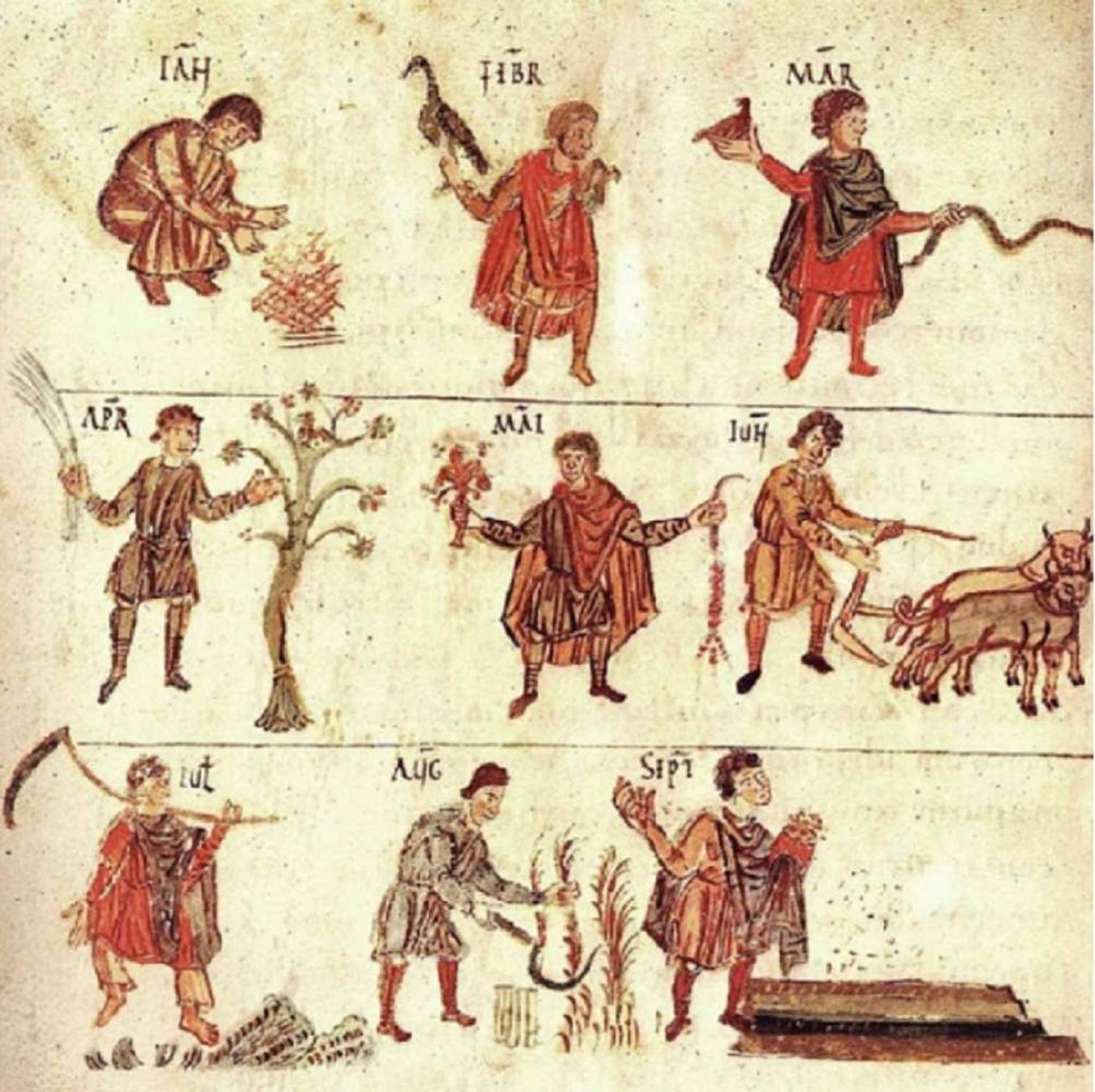 Calendario de actividades agrarias (siglo VIII). Font Esglèsia de Sant Pere. Slazburg