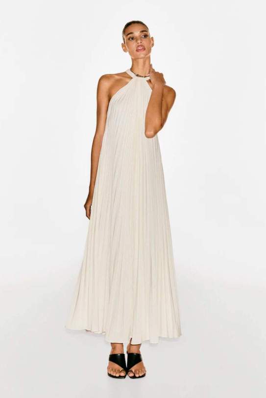 Vestido plisado cuello halter1 Vestido plisado cuello halter1