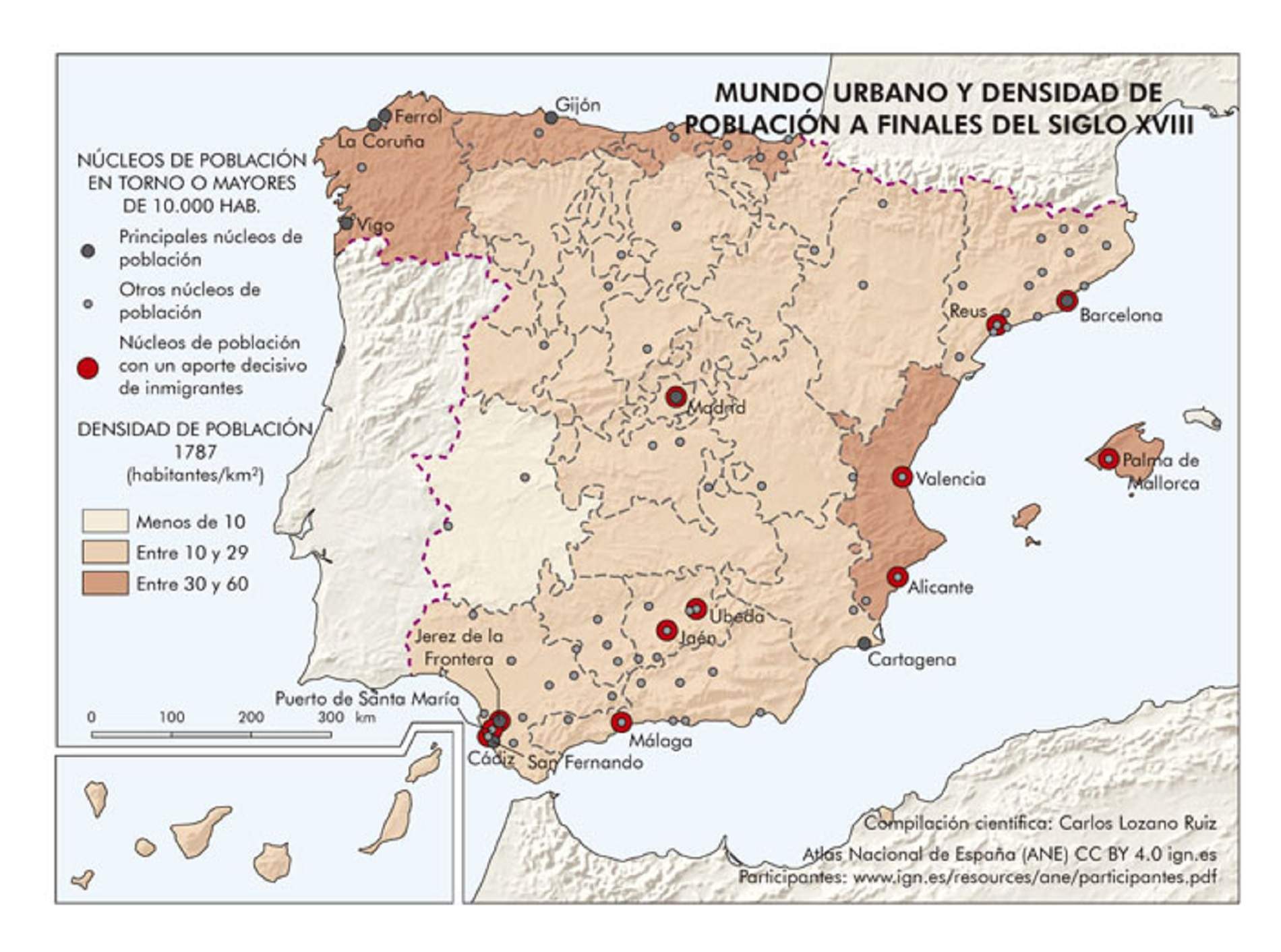 Mapa de las provincies del reino borbonic español antes de la división administrativa de 1833. Font IGN (1)
