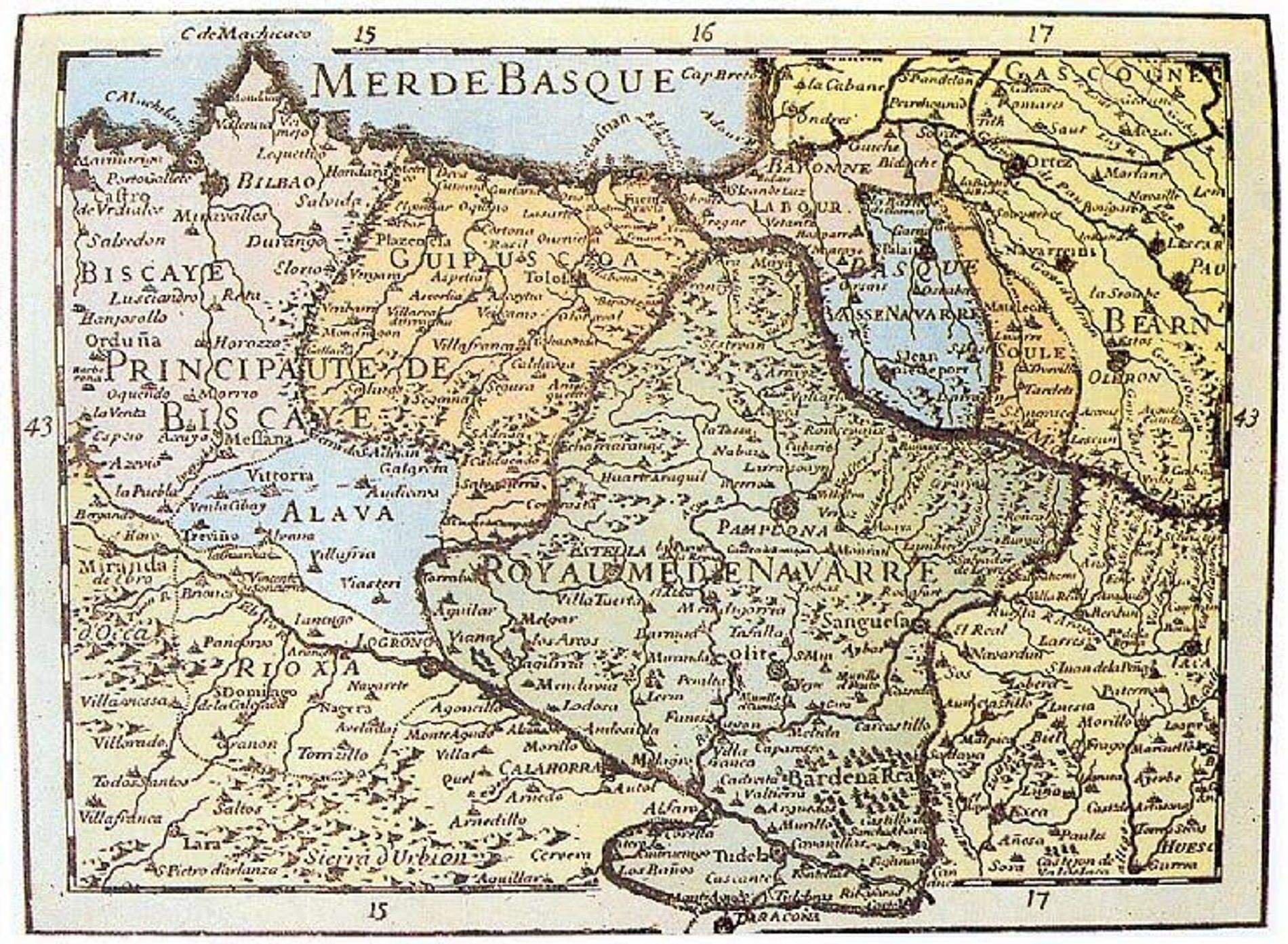 Mapa del Senyoriu o Principat de Biscaia (segle XVII). Font Cartoteca de Catalunya