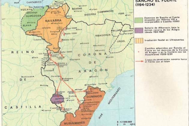 Mapa de les pèrdues navarreses en la guerra de 1199 1200. Font Atlas de Navarra