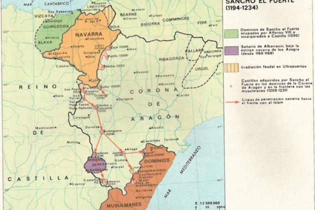 Mapa de las pérdidas navarras en la guerra de 1199 1200. Fuente Atlas de Navarra