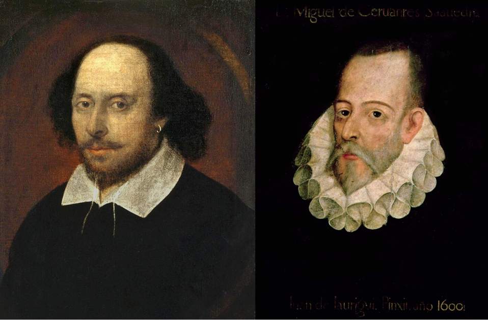 Shakespeare i Cervantes. Fuente Narional Portrait Gallery y Real Academia de la Historia Shakespeare i Cervantes. Fuente Narional Portrait Gallery y Real Academia de la Historia