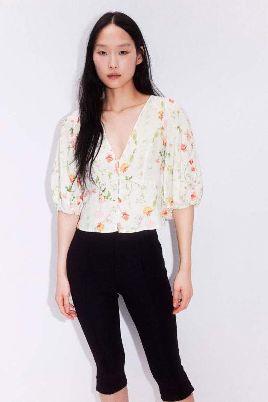 Blusa en mezcla de lino1 Blusa en mezcla de lino1
