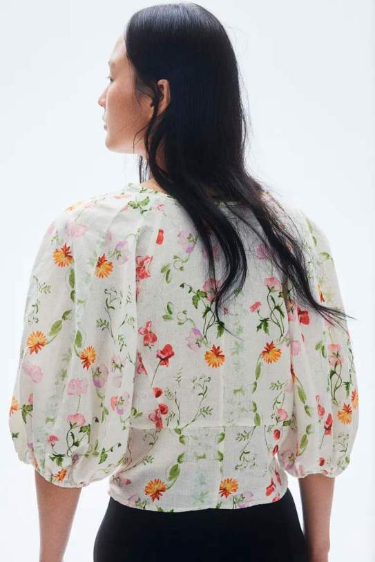 Blusa en mezcla de lino Blusa en mezcla de lino