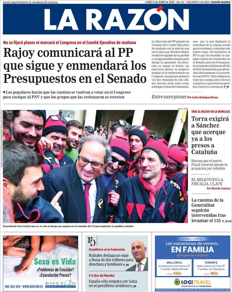 La Razón portada 4 juny / EN