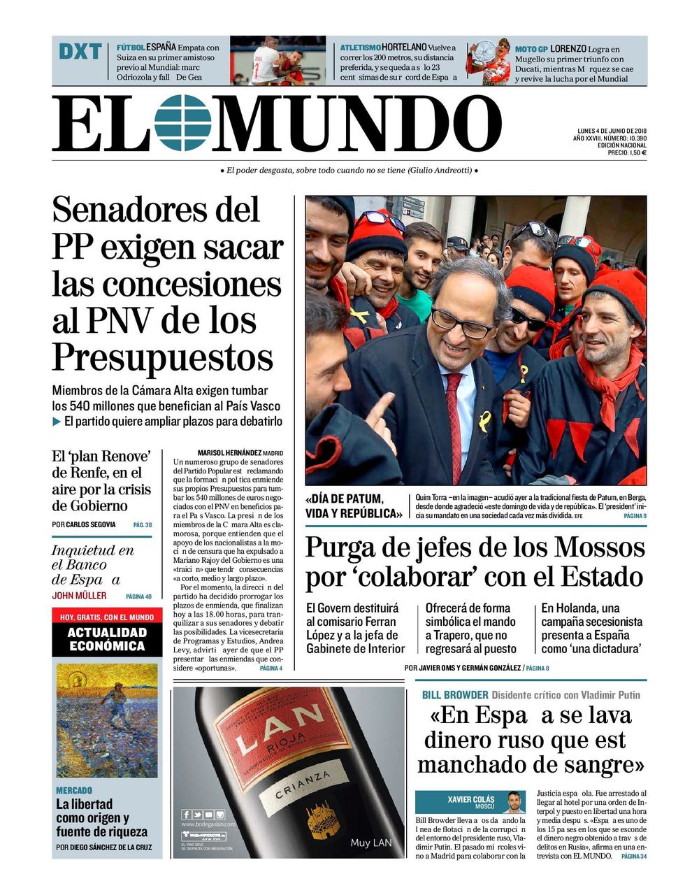 El Mundo portada 4 juny / EN