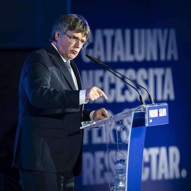 Candidato Junts Carles Puigdemont acto inicio campaña Argelers / Efe