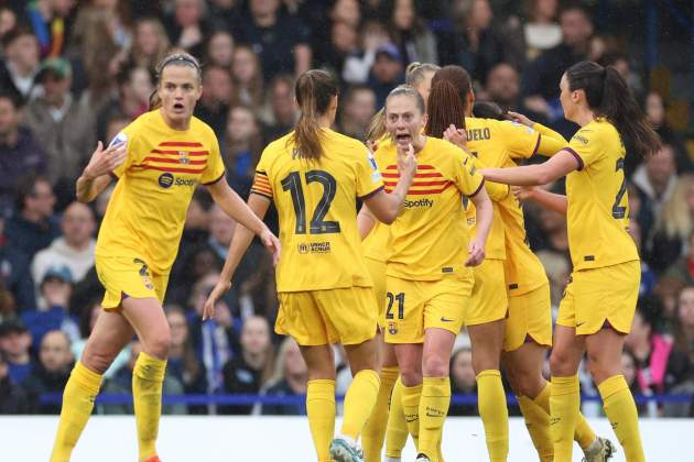 Barça femenino celebración gol Chelsea / Foto: EFE