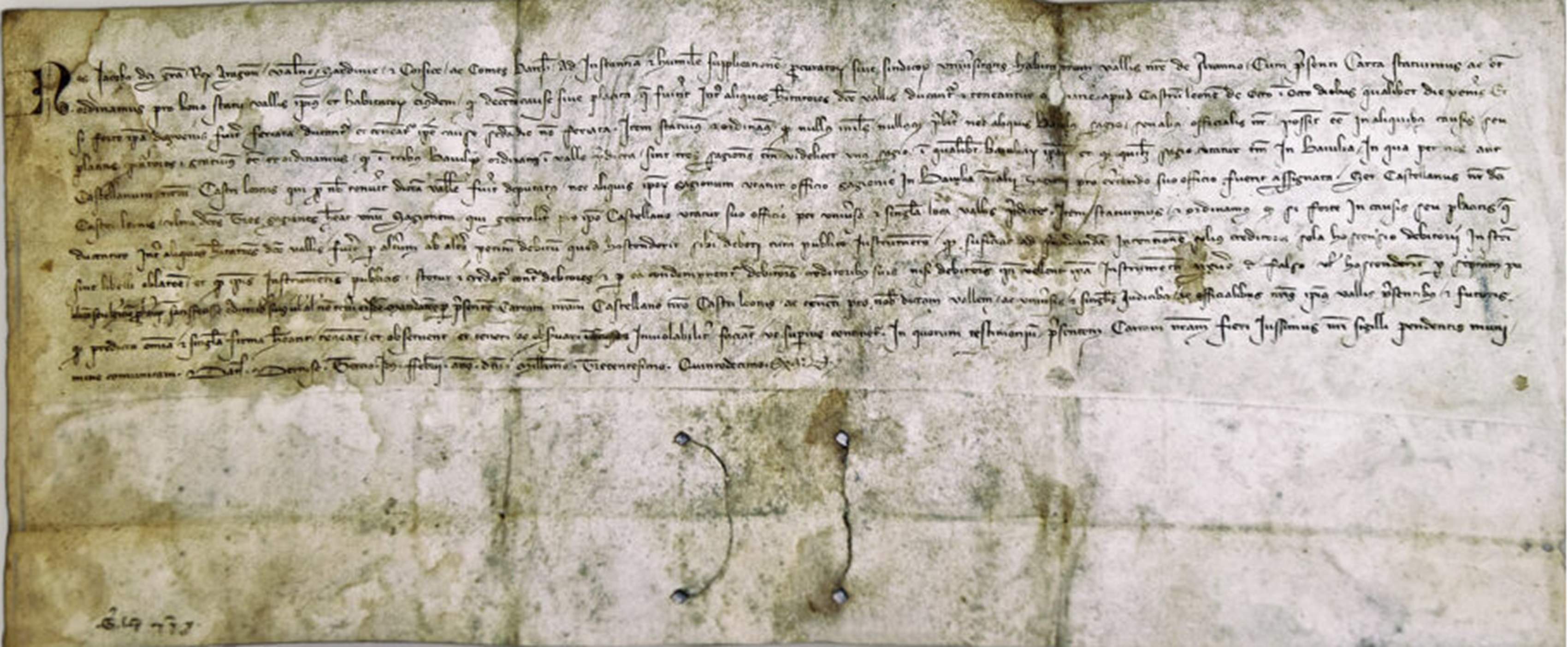 Primera còpia de la Querimònia original (segle XIV). Font Archiu Istoric d'Aran
