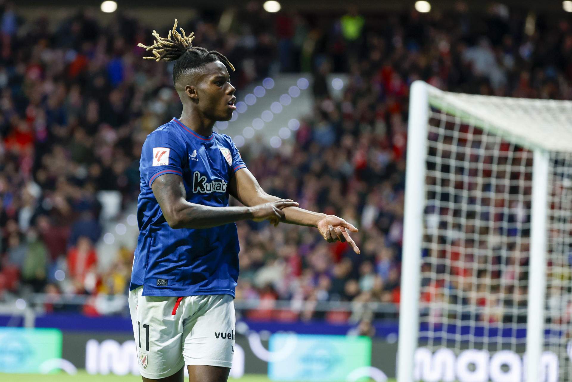 Nico Williams celebra un gol con el Athletic Club contra el Atlético de Madrid / Foto: EFE