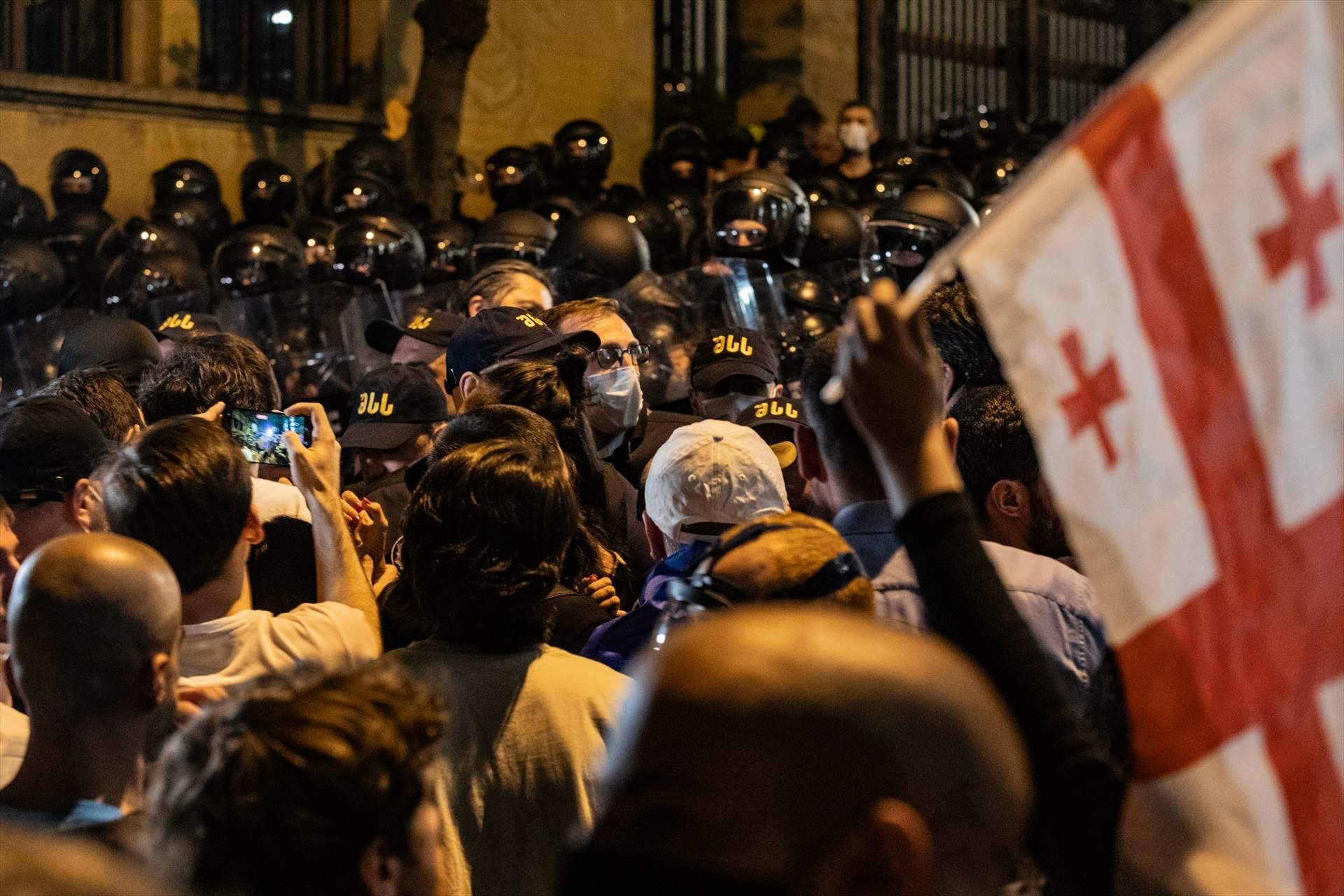 EuropaPress 5931214 april 28 2024 tbilisi georgia protesters seen in front of the police during