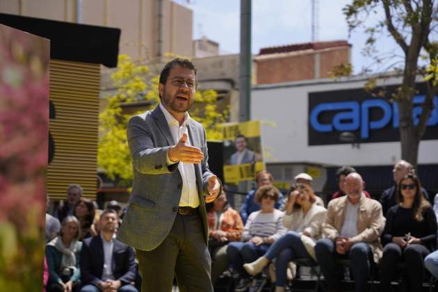 Pere Aragonès en un míting de campanya a Pineda de Mar / Irene Vilà Capafons