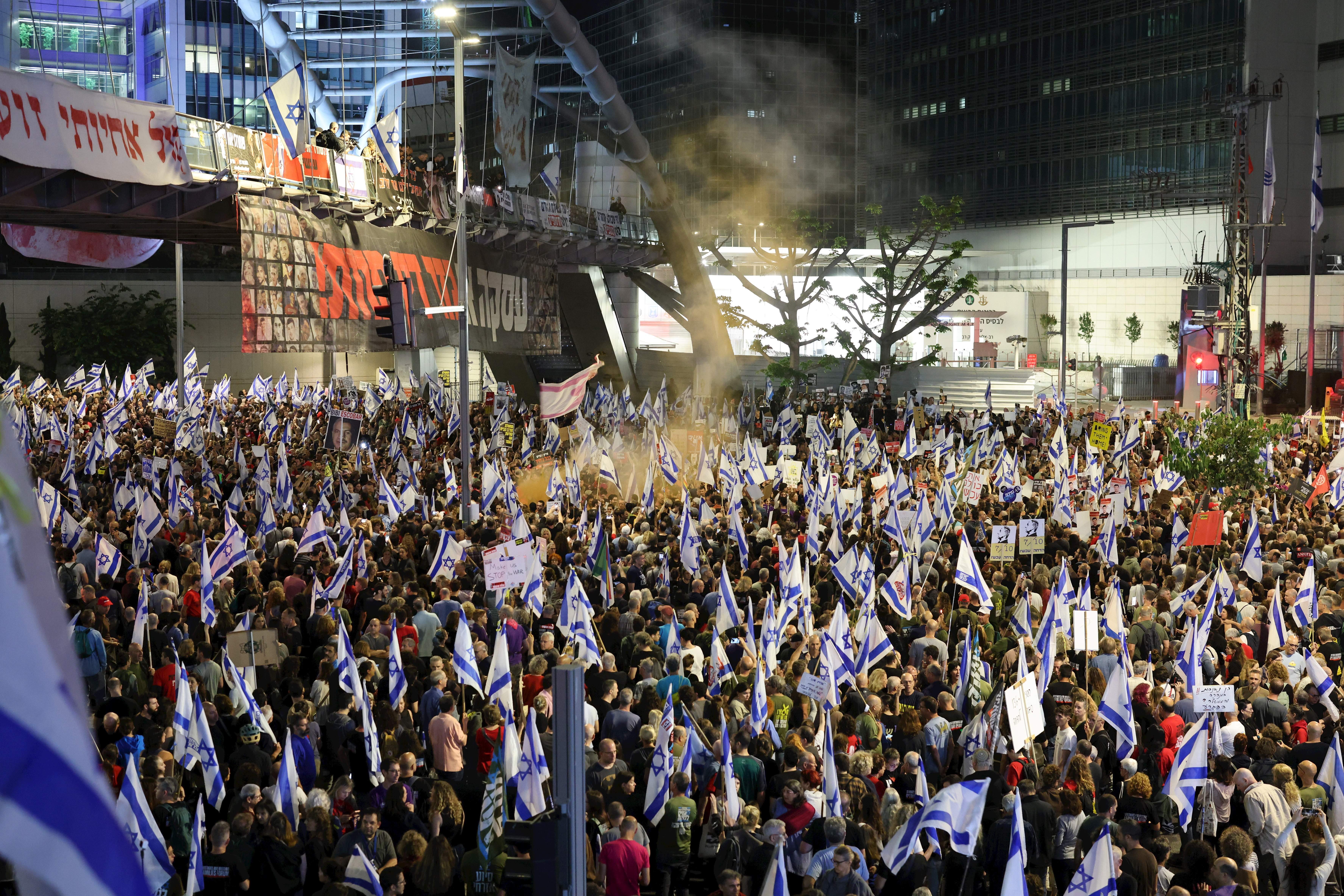 manifestació tel aviv alliberament ostatges i eleccions anticipades