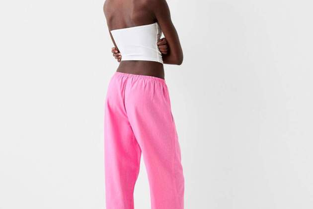 Pantalons straight amb lli cintura goma1