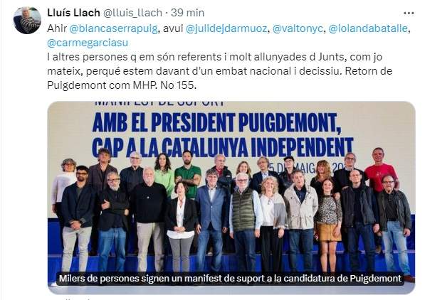 TUIT 1 Llach Puigdemont