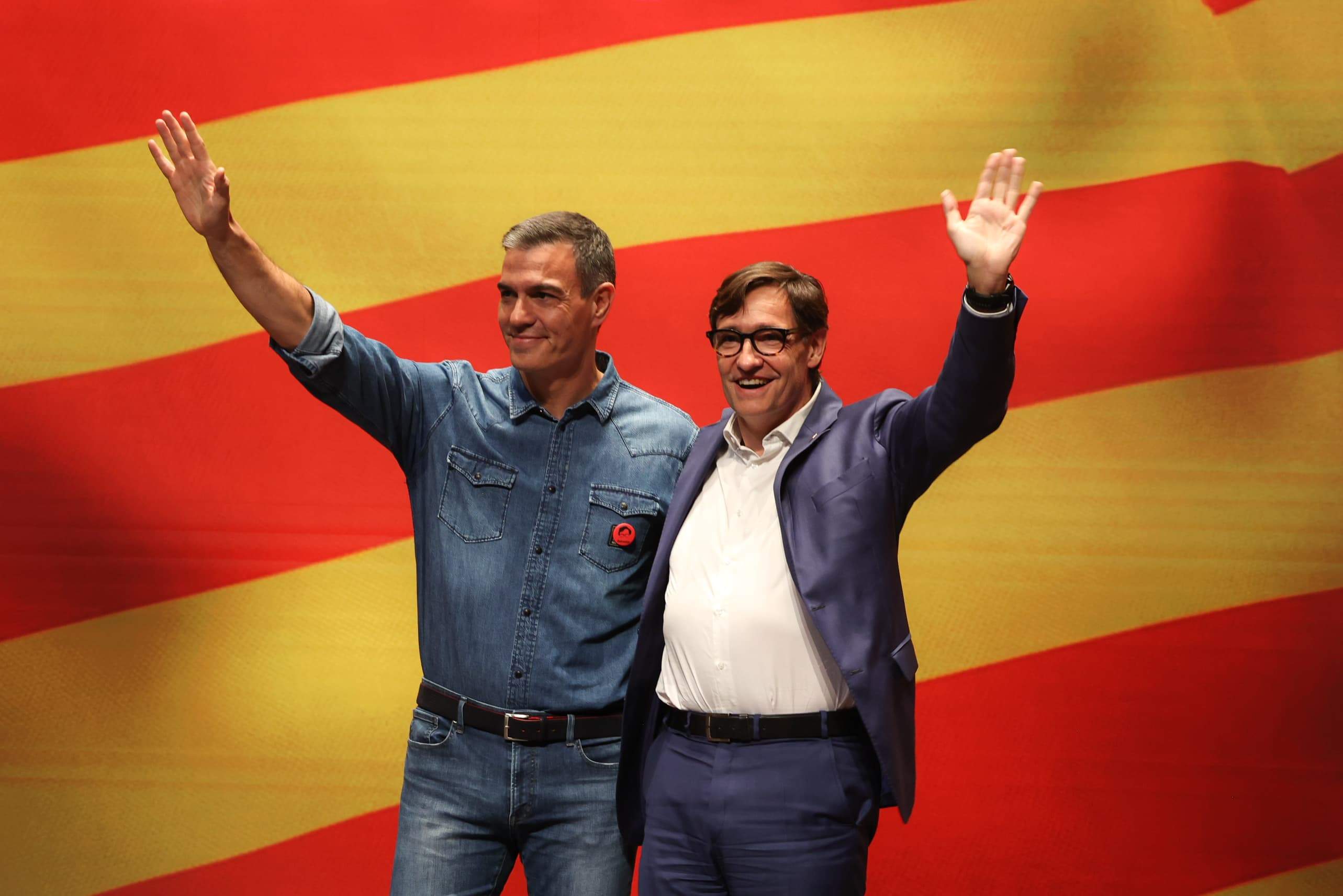 Salvador Illa Pedro Sánchez Vilanova i la Geltrú 9 maig 2024   Miquel Muñoz