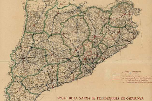 Mapa de la red de ferrocarriles de la Mancomunidad. Fuente Cartoteca de Catalunya Mapa de la red de ferrocarriles de la Mancomunidad. Fuente Cartoteca de Catalunya