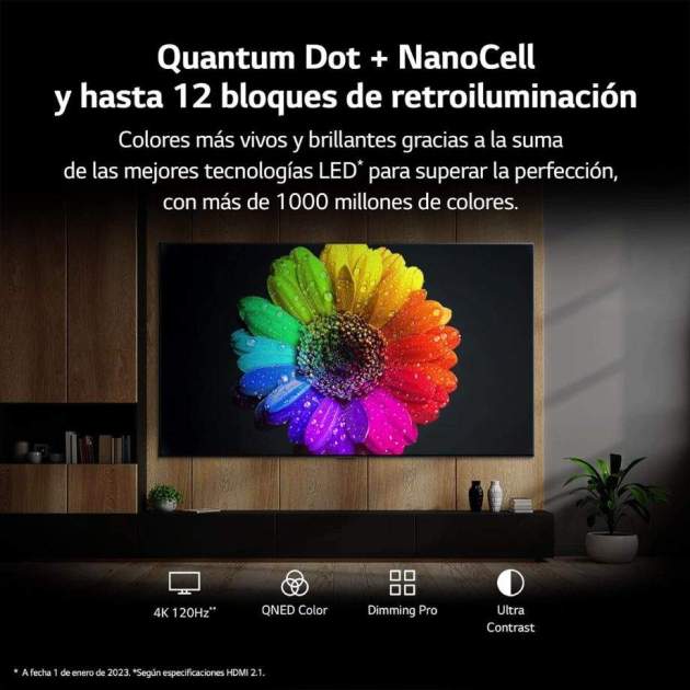 Colores más brillantes y vivos gracias a sus chips NanoCell y Quantum Dot Colores más brillantes y vivos gracias a sus chips NanoCell y Quantum Dot