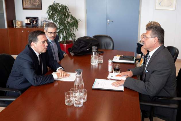 Jose Manuel Albares Maros Sefcovic Reunio espanya gibraltar regne unit / comissio europea ue Jose Manuel Albares Maros Sefcovic Reunio espanya gibraltar regne unit / comissio europea ue