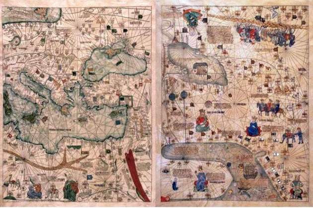 Atlas Catalán de Abrahán Crezcas (1375). Fuente Museo Maritim de Barcelona Atlas Catalán de Abrahán Crezcas (1375). Fuente Museo Maritim de Barcelona