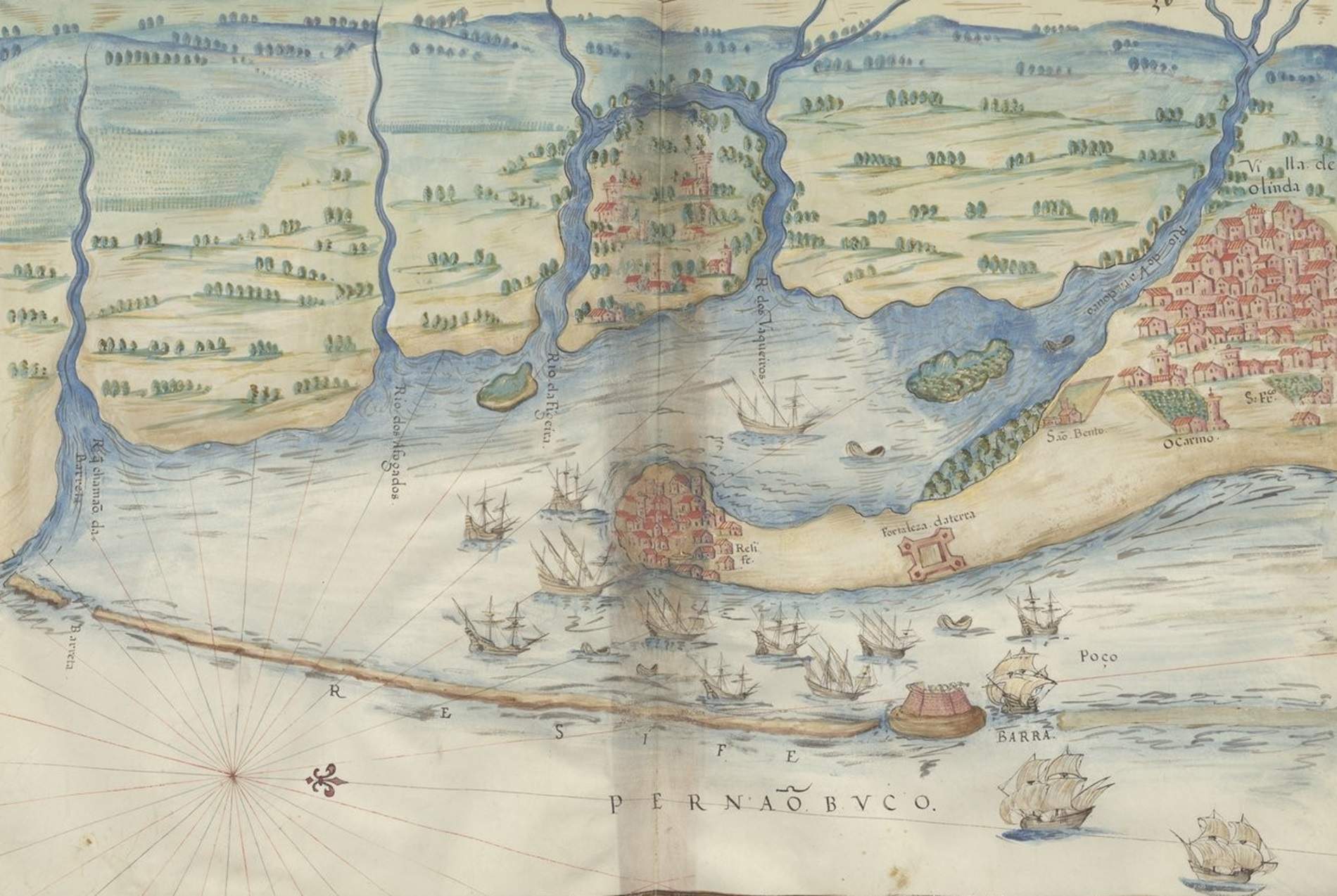 Mapa de la costa del Brasil (1550). Font Bibliothèque Nationale de France
