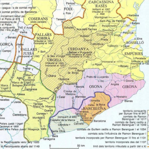 Test 14. La primera independčncia. Mapa de l'evolució territorial dels comtats catalans entre els segles IX i XII. Font Enciclopedia Test 14. La primera independčncia. Mapa de l'evolució territorial dels comtats catalans entre els segles IX i XII. Font Enciclopedia