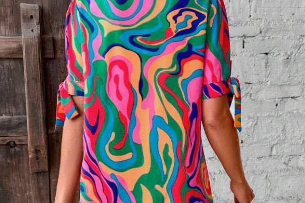 Vestit de camisa fluid estampat Vestit de camisa fluid estampat