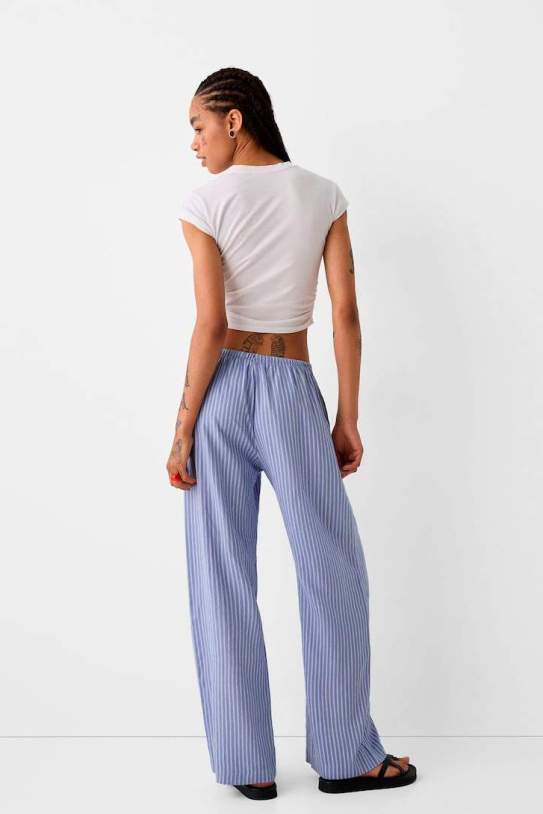Pantalons straight amb lli cintura goma1