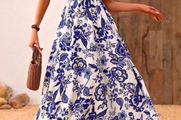 Vestido de tirantes con estampado de flores Vestido de tirantes con estampado de flores
