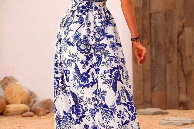 Vestido de tirantes con estampado de flores1 Vestido de tirantes con estampado de flores1