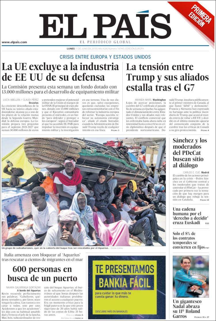 El País Portada 11 06 2018