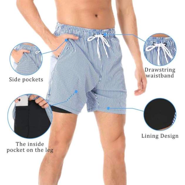 Pantalón de baño con forro de malla y bolsillos Pantalón de baño con forro de malla y bolsillos