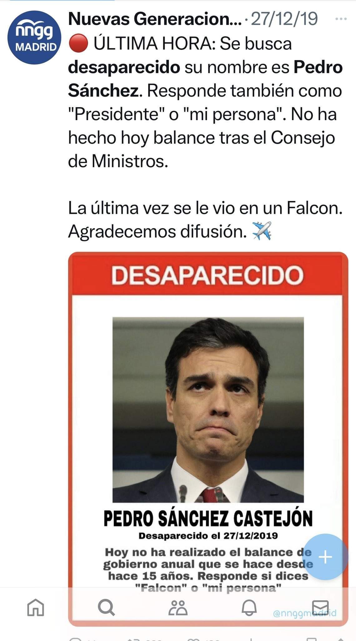 Pedro Sánchez, desaparecido