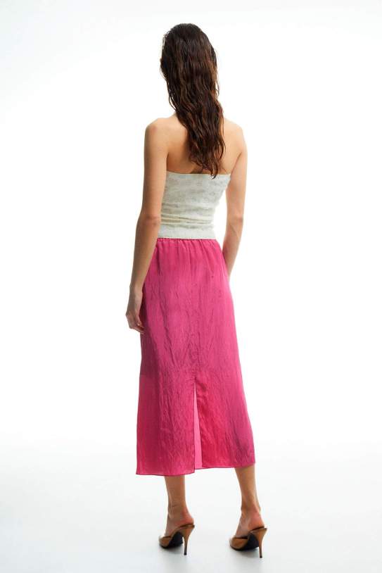 Faldilla|Falda midi setinada Faldilla|Falda midi setinada