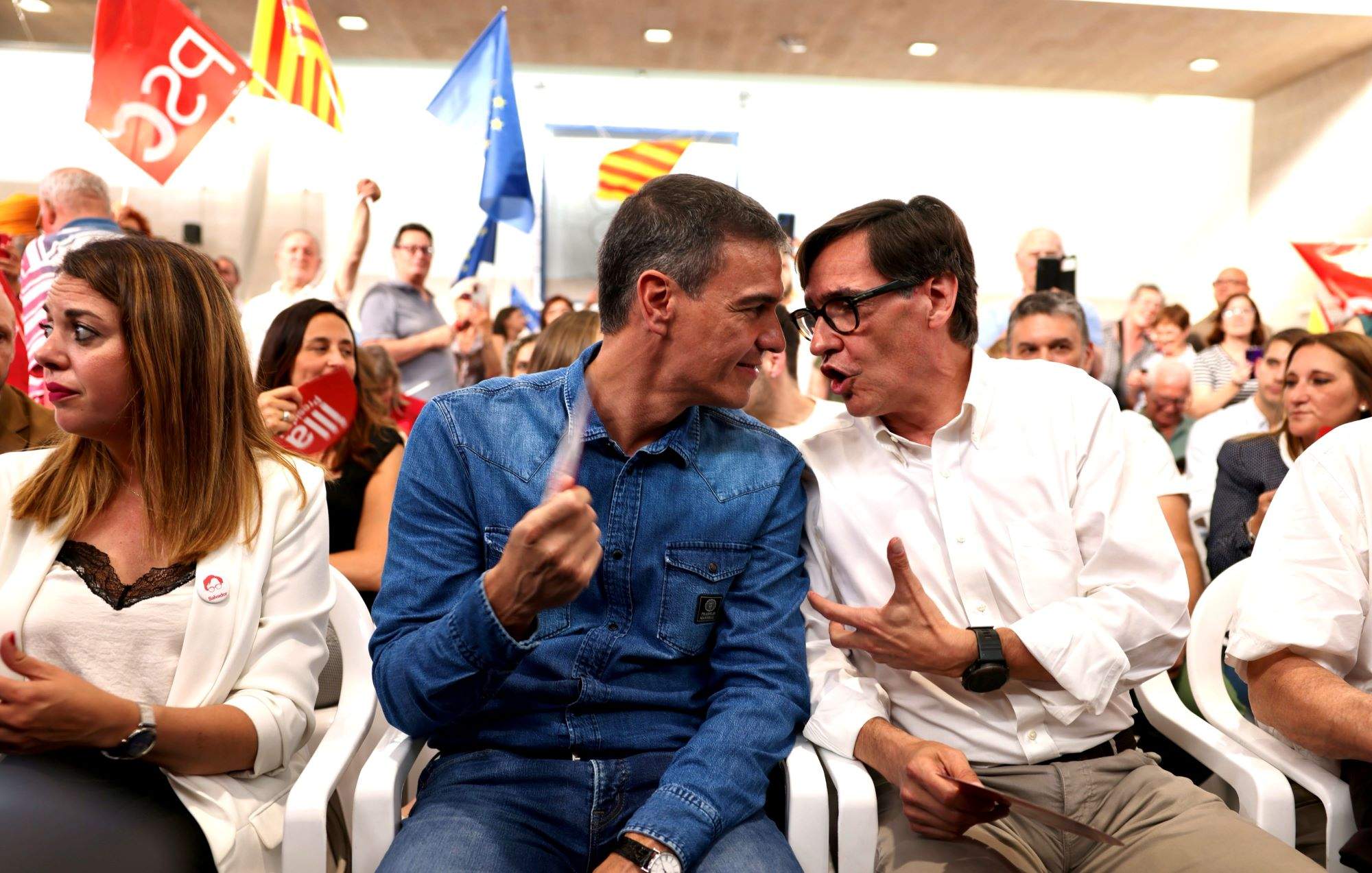 Pedro Sánchez y Salvador Illa comen juntos en el Raval