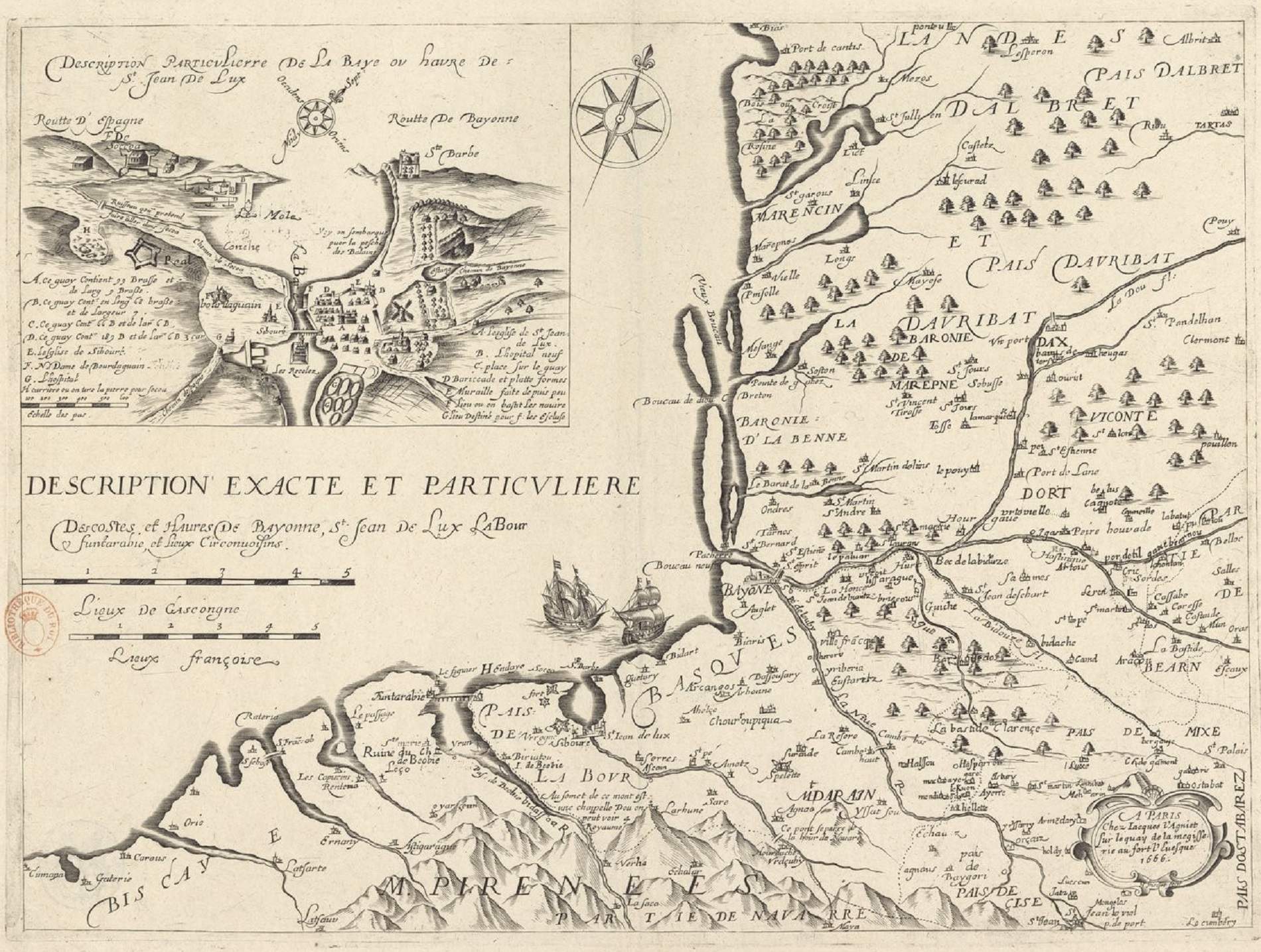 Mapa de las costas de Vizcaya, de Guipuscoa y de Lapurdi (siglo XVII). Fuente Bibliothèque Nationale de France Mapa de las costas de Vizcaya, de Guipuscoa y de Lapurdi (siglo XVII). Fuente Bibliothèque Nationale de France
