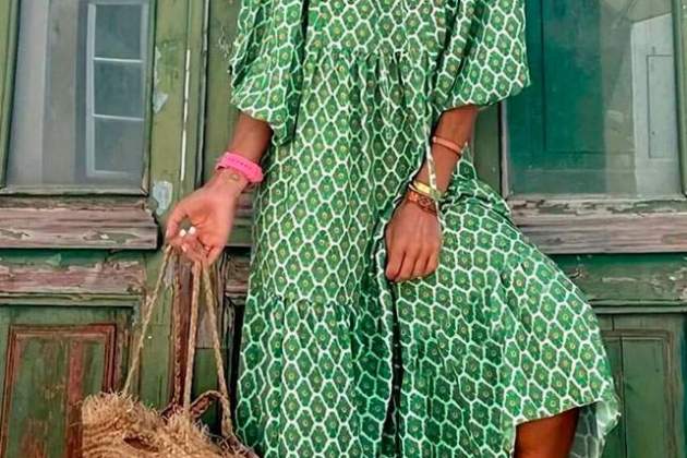Vestido completo estampado con correas de lazo2 Vestido completo estampado con correas de lazo2