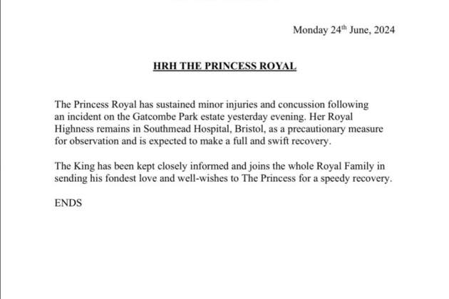 Comunicado Buckingham Palace princesa Ana Comunicado Buckingham Palace princesa Ana