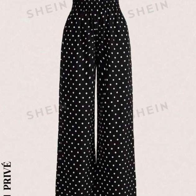 Pantalons de cama ampla amb estampat de pigues|llunes de cossatge alt Privé1 Pantalons de cama ampla amb estampat de pigues|llunes de cossatge alt Privé1