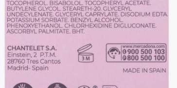 Composición de la crema sensitive cream Composición de la crema sensitive cream