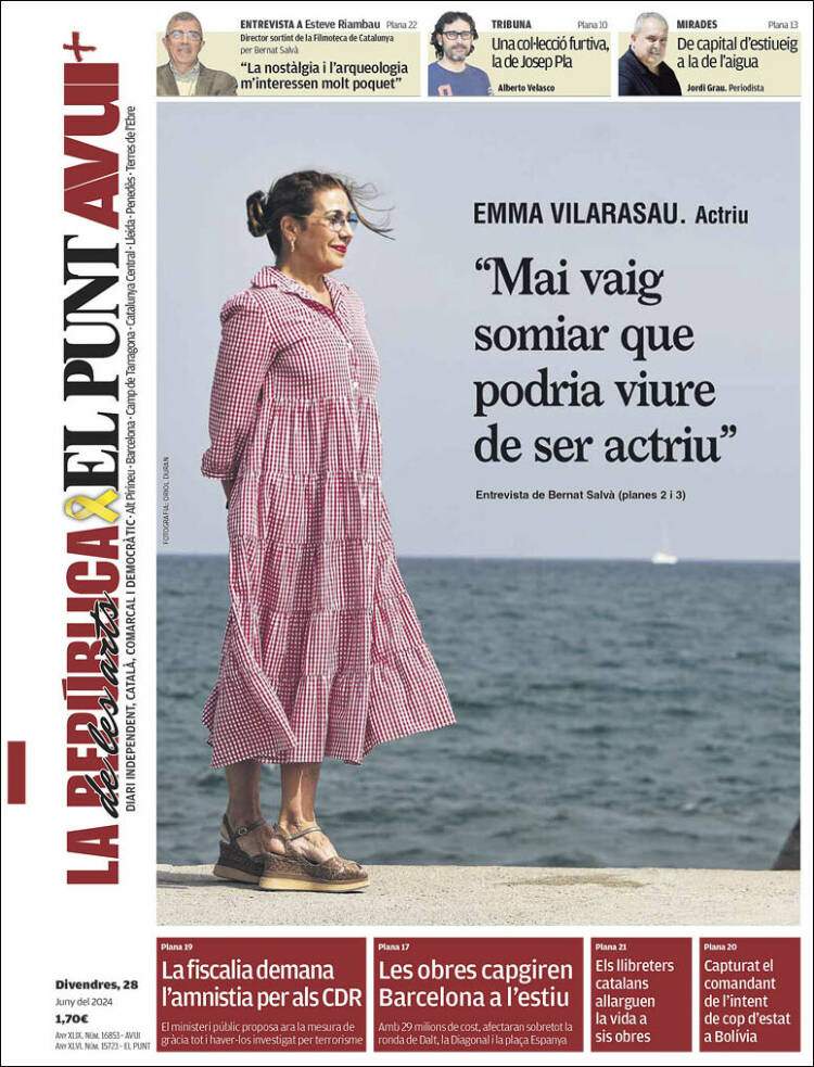 Portada 'El Punt Avui' Portada 'El Punt Avui'