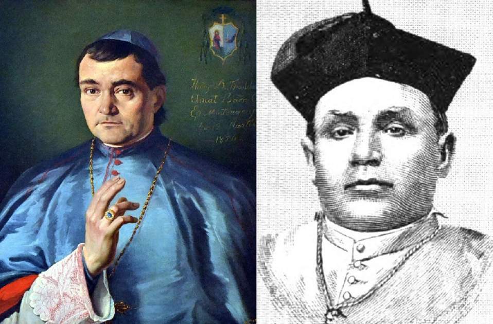 Representació dels bisbes Amat i Mora. Font Missió de San Fernando. Califòrnia Representació dels bisbes Amat i Mora. Font Missió de San Fernando. Califòrnia