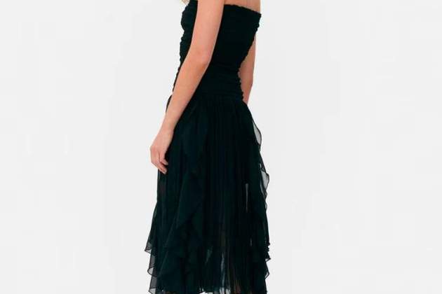 Vestit midi bandeau de gasa amb volants Rita Ora Vestit midi bandeau de gasa amb volants Rita Ora