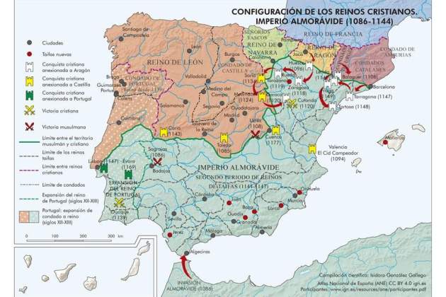 Mapa político de la península ibérica (siglos XI y XII) Font IGN Mapa político de la península ibérica (siglos XI y XII) Font IGN