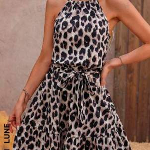 Vestit de dona sense mànigues|mangues|mànegues amb estampat de lleopard 1 Vestit de dona sense mànigues|mangues|mànegues amb estampat de lleopard 1
