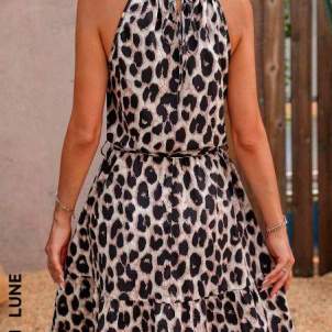 Vestit de dona sense mànigues|mangues|mànegues amb estampat de lleopard Vestit de dona sense mànigues|mangues|mànegues amb estampat de lleopard