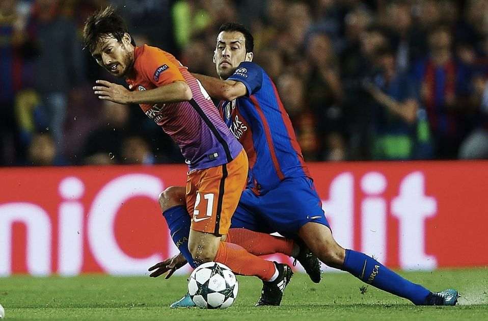 Sergio Busquets David Silva Barça Manchester City Champions League Efe